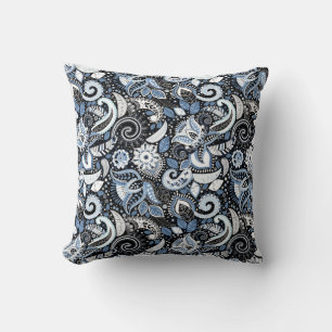 Weiß-Blau-Paisleydruck-Muster Kissen