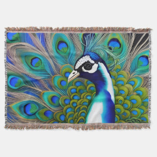 Weiß blau und grün Piebald Peacock Decke