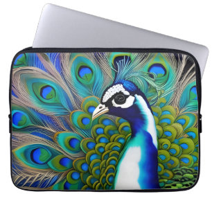 Weiß blau und grün Piebald Peacock Laptopschutzhülle