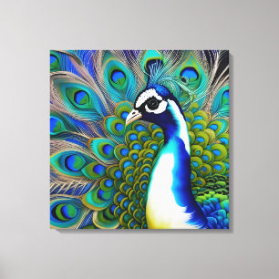 Weiß blau und grün Piebald Peacock Leinwanddruck