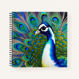 Weiß blau und grün Piebald Peacock Notizbuch