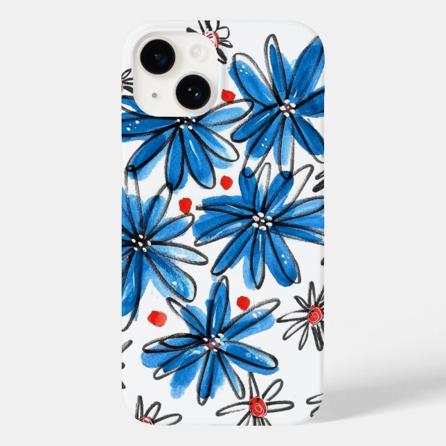 Weiß-blaue Blume Case-Mate iPhone Hülle (Rückseite)