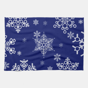 Weiß-blaue Schneeflocken-Muster Küchentuch