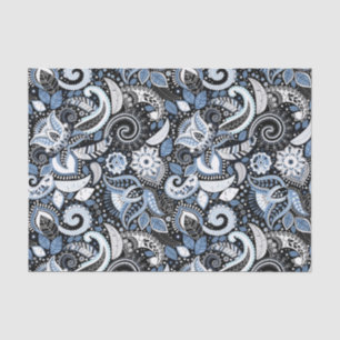 Weiß-blauer Paisleydruck Elegante Geburtstagsfeier Seidenpapier