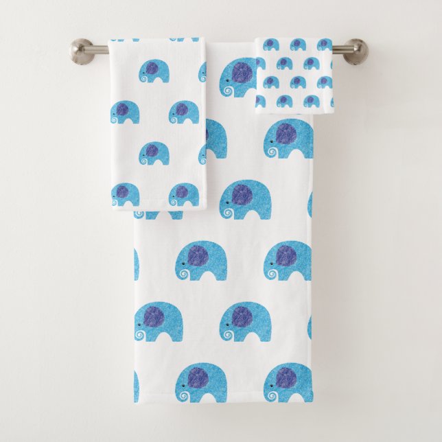 WEISS BLUE ELEPHANT BADEZIMMER TOWEL SET (Insitu)