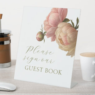 Weiß   Blush Rose Wedding Guest Book Sockelschild