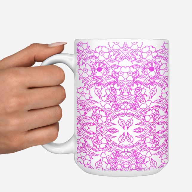 Weiß Botanisch rosa Bläschen Dekoration Kaffeetasse (Von Creator hochgeladen)