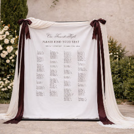 Weiß-Braune Sitzordnungstafel Stoff für Hochzeiten Wandteppich
