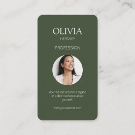 Weiß / Chic Dunkel Sage Green Foto Social QR Code Visitenkarte