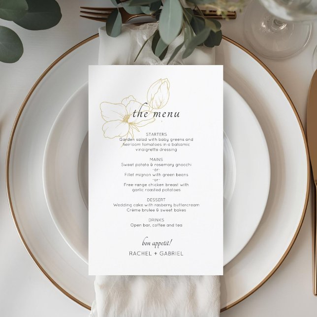 Weiß | Chic Floral Wedding Flat Menu (Von Creator hochgeladen)