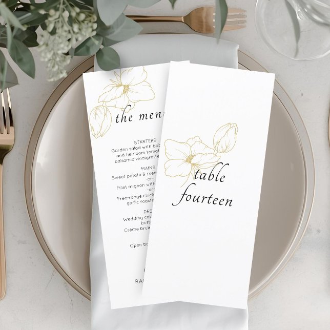 Weiß | Chic Floral Wedding Flat Menu Menükarte (Von Creator hochgeladen)