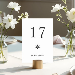Weiß   Chic Minimal Typografy Wedding Tischnummer