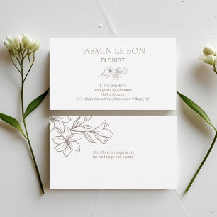 Weiß Chic Minimalistische Blume Visitenkarte