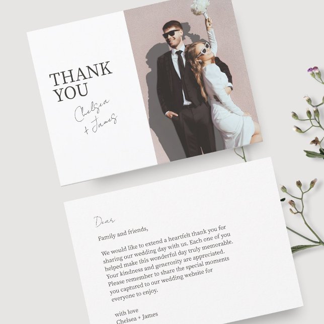 Weiß | Chic Modern Flat Wedding Danke Karte (Von Creator hochgeladen)