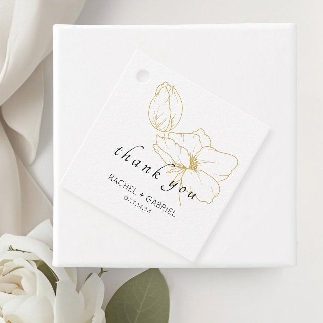 Weiß | Chic Modern Floral Wedding Geschenkanhänger (Von Creator hochgeladen)