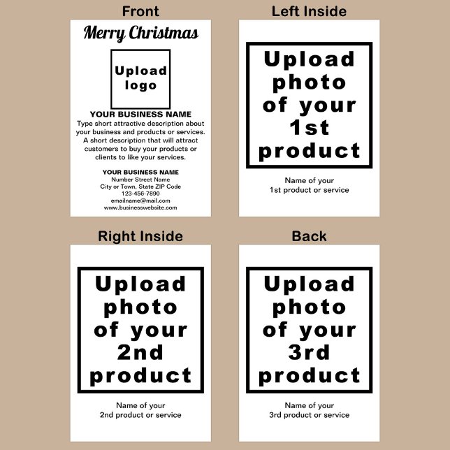 Weiß | Christmas | Business | geklappte Begrüßung Karte (White Christmas folded greeting card with your business brand and products or services.)