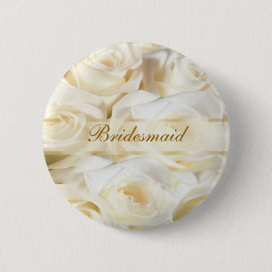 Weiß-Creme Rosen, die Brautjungfern-Knopf Wedding Button