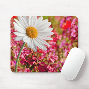 Weiß Daisy Pink Blumenmousepad! Mousepad