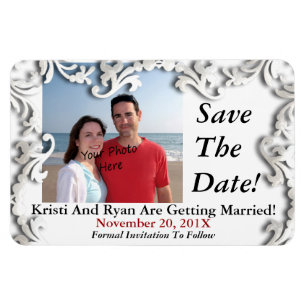 Weiß dekorativ Save the Date oder... Foto-Magnete Magnet
