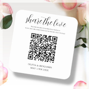 Weiß   Die Liebe teilen   Hochzeit Rechteckiger Pappuntersetzer