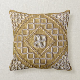 Weiß-DRUCKstickerei auf Leinenbezug Kissen