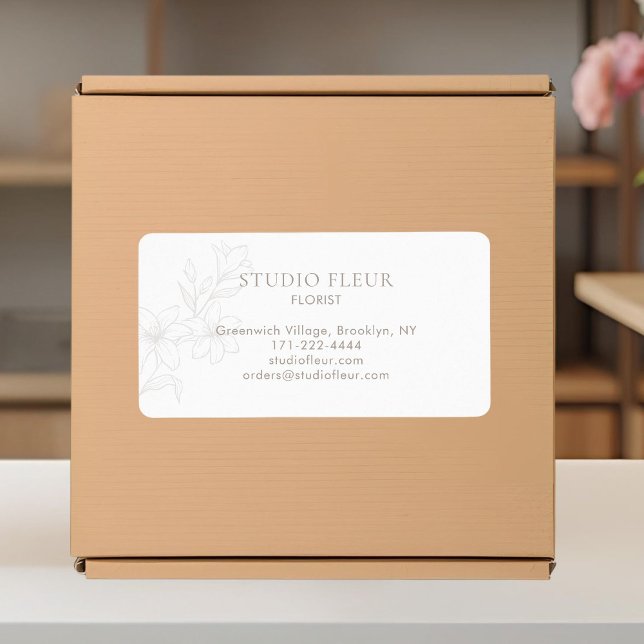 Weiß | Einfache, moderne Floristenadressen Adressaufkleber (Von Creator hochgeladen)