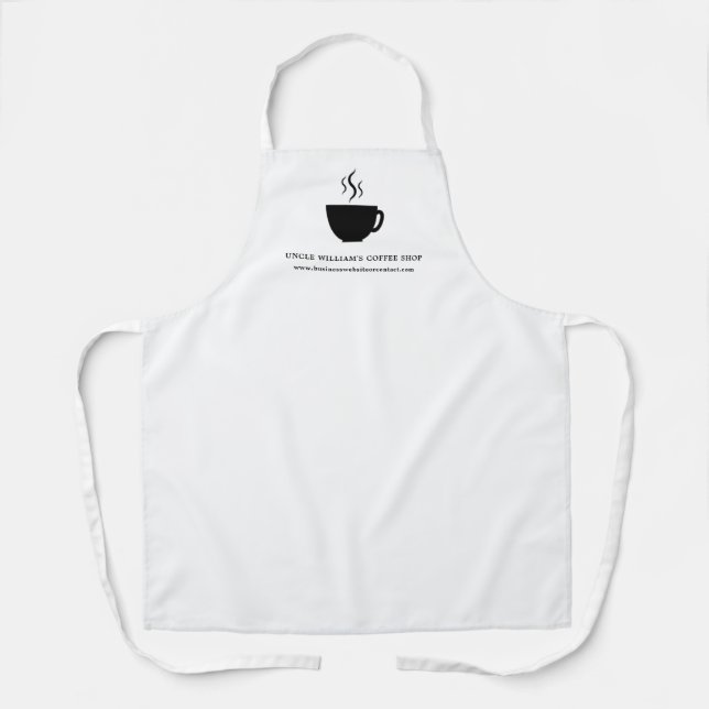 Weiß | Einfaches Personalisiert-Shop-Café Café Cof Schürze (Vorderseite)