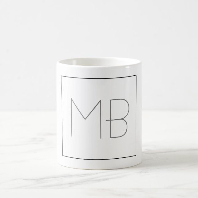 Weiß elegant Einzigartig Mit Monogramm Kaffeetasse (Mittel)