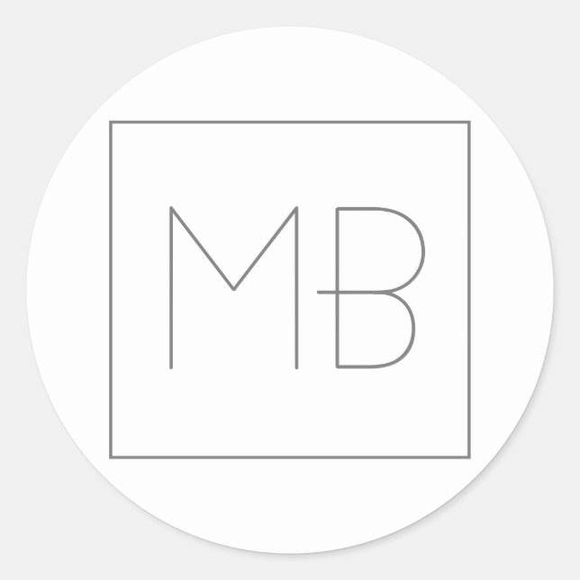 Weiß elegant Einzigartig Mit Monogramm Runder Aufkleber (Vorderseite)