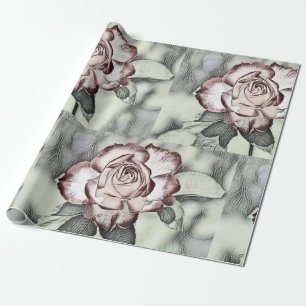 Weiß, errötet, rote Rose umhüllend Papier Geschenkpapier