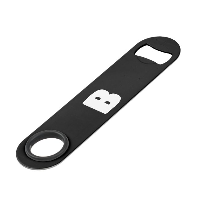 Weiß fett zuerst auf schwarz speed flaschenöffner (Vorderseite Schrägansicht)