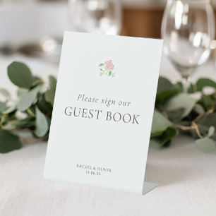 Weiß Florales Gästebuch Hochzeitstisch Sockelschild