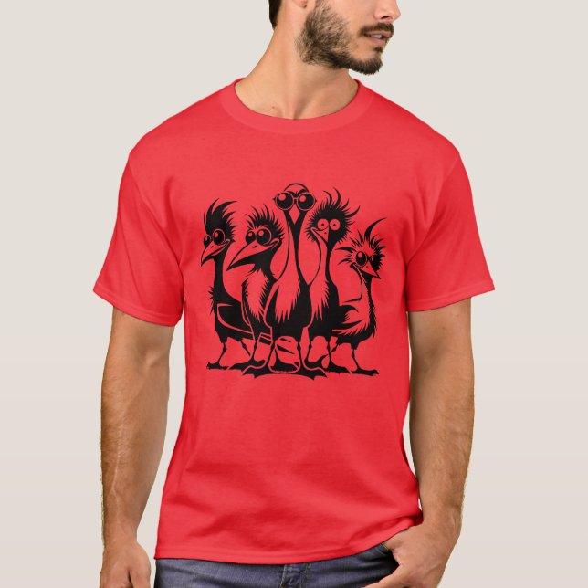 Weiß Funny Bird Group T-Shirt (Vorderseite)