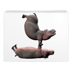 Weiß Funny Hippos 2024 Kalender