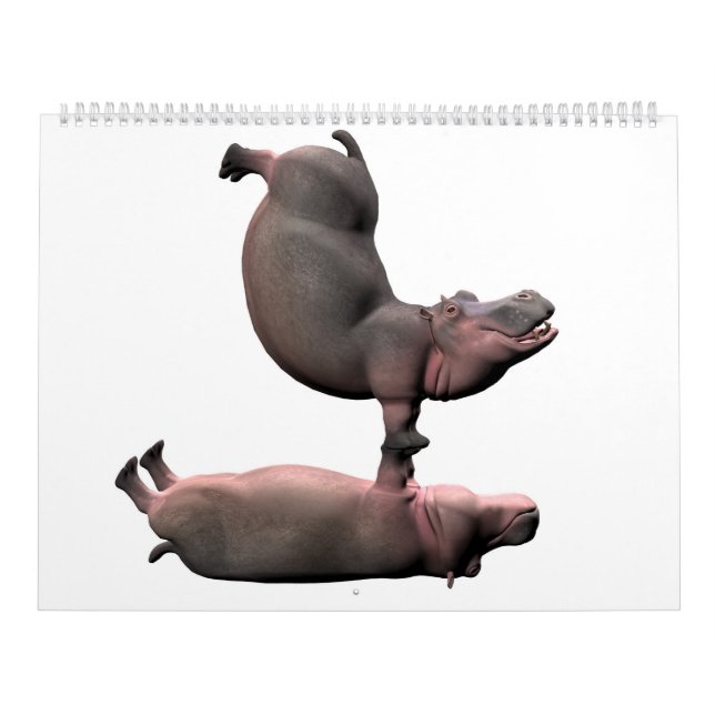 Weiß Funny Hippos 2024 Kalender (Titelbild)