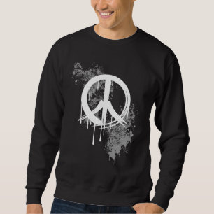 Weiß gebürsteter Friedenssymbol-grauer Sweatshirt