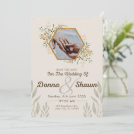 Weiß gelb Modernität, Ehepaar und deren Ehering Einladung