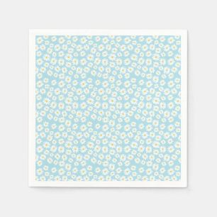 Weiß gelbes cyan Gänseblümchen-Blumenmuster Serviette