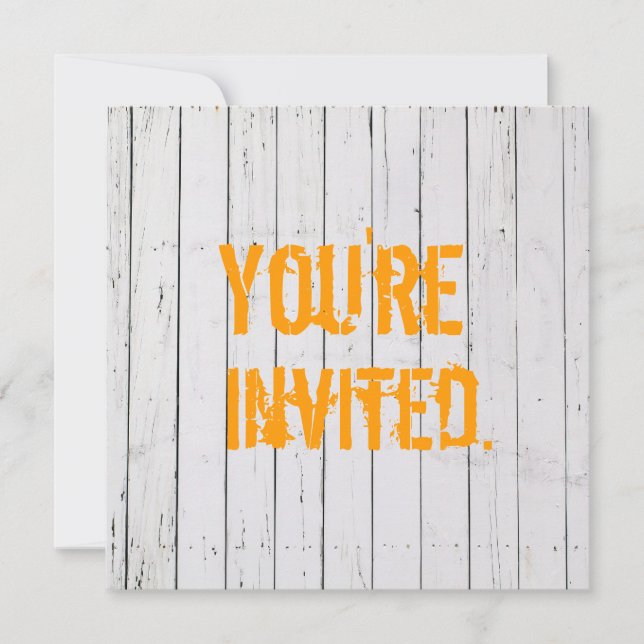 Weiß gemalte hölzerne Wand-Hochzeits-Einladung Einladung (Vorderseite)