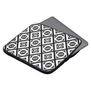 Weiß Gleiche Zeichengeometrie auf schwarz Laptopschutzhülle