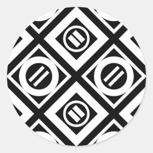 Weiß Gleiche Zeichengeometrie auf schwarz Runder Aufkleber