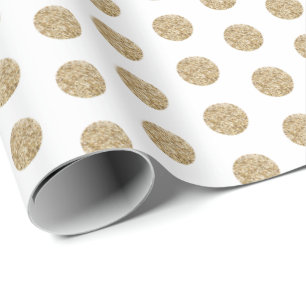 Weiß  Gold Glitzer Dots Wrapping Paper Geschenkpapier
