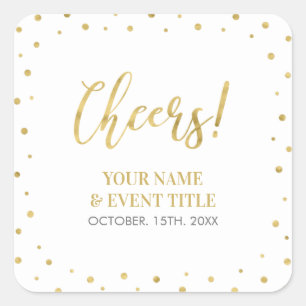 Weiß & Gold   Moderne Cheers Erwachsener Geburtsta Quadratischer Aufkleber