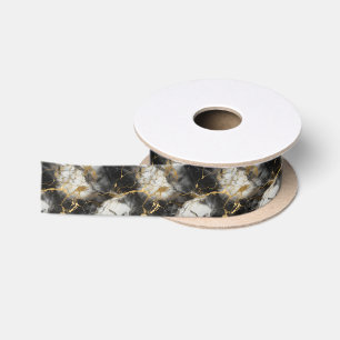 Weiß, Gold und Schwarz-Luxus-Marmor Elegant Satinband