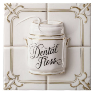 Weiß & Gold Zahnglanz Funny Dentist Bad Fliese
