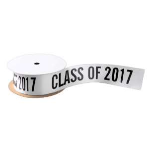 Weiß-graduierte Klasse von Typografie-Schwarzem Satinband
