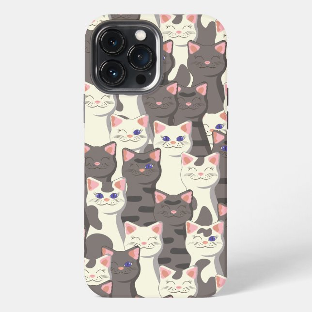 Weiß-graue Katzenmuster iPhone Hülle (Rückseite)