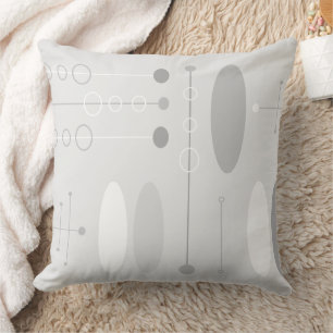 Weiß-graue Ovale Kreise & LinienMuster Kissen