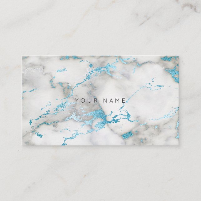 Weiß-graue türkisblaue Marmorplatte Vip Visitenkarte (Vorderseite)
