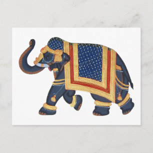 Weiß-graues Gold Rot Elephant India Style Postkarte